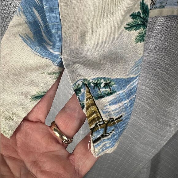 New Batik Bay Hawaiian Tropical Button Front Shirt XXL Palm Tree Surfboard Boats - Picture 3 of 10